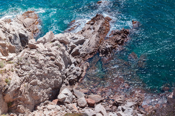 The Summer Blue sea with the rock