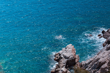 The Summer Blue sea with the rock