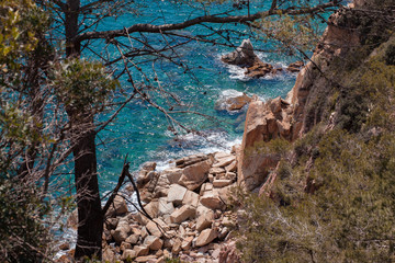The Summer Blue sea with the rock