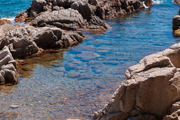 The Summer Blue sea with the rock