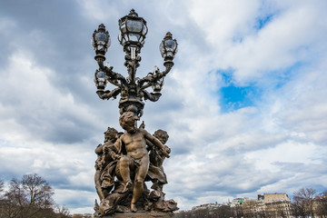 Fototapeta na wymiar A Lantern Sculpture In Paris