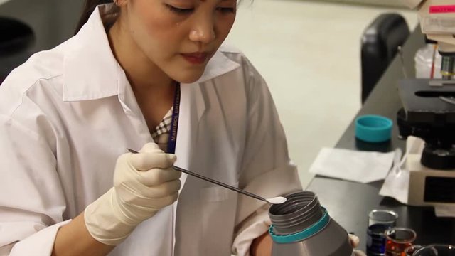 Scientists prepare the salt for testing solubility in the laboratory.
