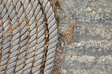 Old rope on a concrete ground