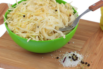 Fresh vegetables on the shredder