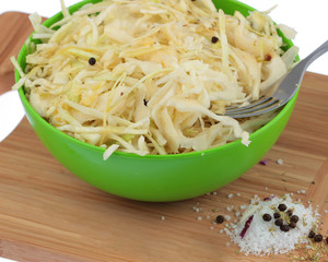 Fresh vegetables on the shredder
