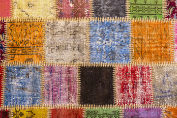 Texture of a piece of old carpet to sew thick threads 