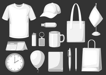 Set of promotional gifts and advertising souvenirs