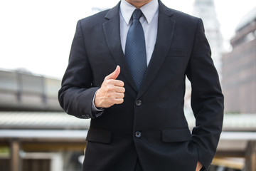 Business man showing ok, portrait business concept.