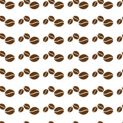 Seamless pattern of coffee beans on white background