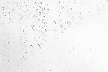 Water drops  on glass , black and white