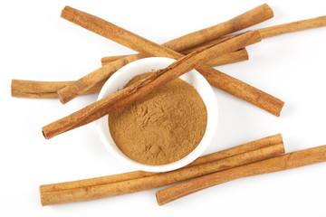 Cinnamon sticks or quills and ground cinnamon