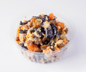 Dried fruits salad. Isolated background