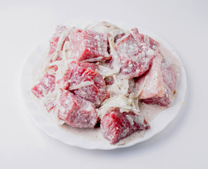 Shish kebab meat from beef. Isolated