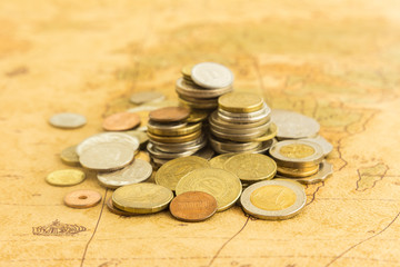 Heap of money gold coins