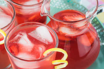 Homemade strawberry rhubard lemonade.