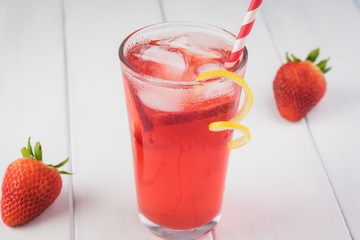 Homemade strawberry rhubard lemonade.