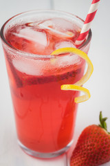 Homemade strawberry rhubard lemonade.