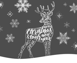 christmas postcard with lettering.