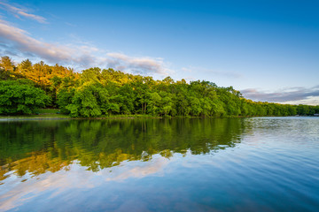 Lake Needwood at sunset, at Upper Rock Creek Park in Derwood, Maryland.