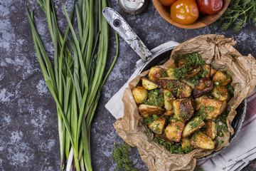 baked potatoes with herbs