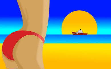 young woman in sexy bikini at the beach