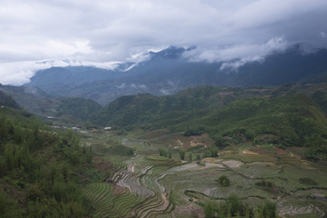 view of village CatCat with rice terraces, Sapa, Vietnam
