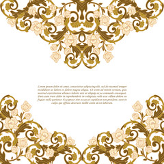 Vintage frame. Decorative vector design elements. Golden border.
