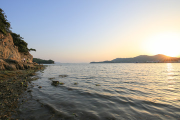 Obraz premium 香川県土庄町 夕暮れのエンジェルロード