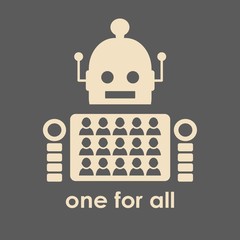 Humans vs Robots. Artificial intelligence and human intelligence compare. Concept business illustration. Vector flat design.