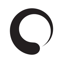 Black enso zen circle on white background