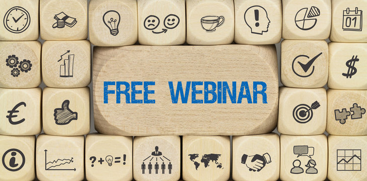 Free Webinar / Würfel mit Symbole