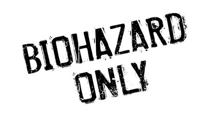 Biohazard Only rubber stamp. Grunge design with dust scratches. Effects can be easily removed for a clean, crisp look. Color is easily changed.