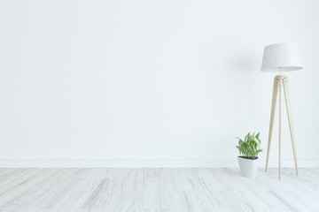 White empty room. Scandinavian interior design. 3D illustration