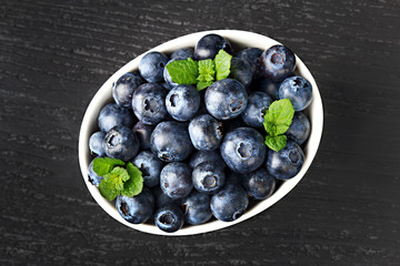 Blueberries in white bowl