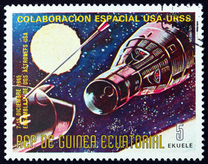 Postage stamp Equatorial Guinea 1975 Cooperation Spatial USA and
