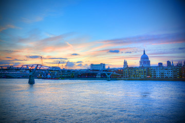 St. Paul's Cathedral from Millennium Footbridge in London, UK