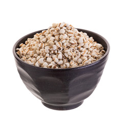 Job's Tears in bowl isolated on a white background