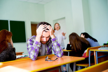 Angry teacher yelling