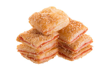 Crispy Strawberry pie isolated on white background