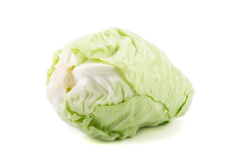 Green cabbage isolated on white background.