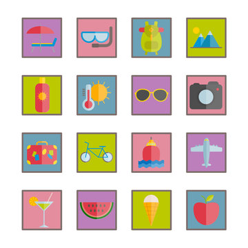 Set of vector flat crockery icons. Modern icons of kitchen utensils and appliances for web, print, mobile apps design