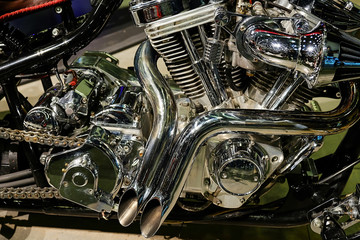 Fototapeta na wymiar chrome motorcycle engine