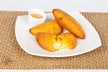 Tasty empanadas stuffed with cheese and tender corn