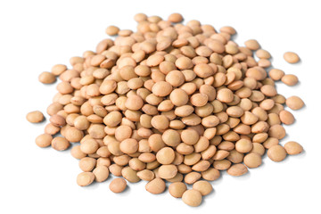 raw lentils on white, (large depth of field, taken with tilt shift lens)
