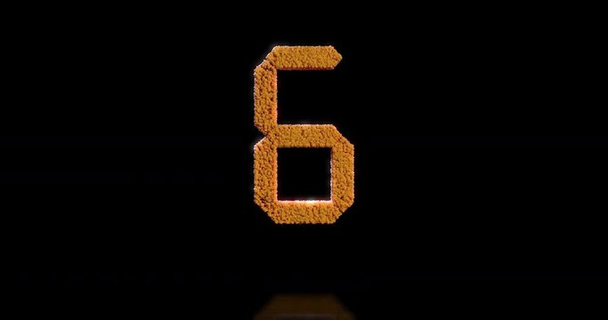 Digital clock countdown, particle morphing 3d animation, 4K, alpha