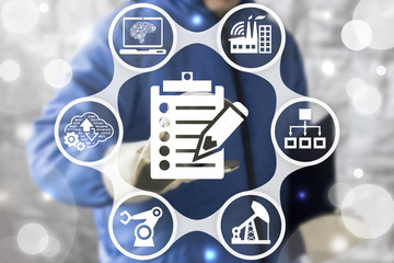 Industrial planning and strategy concept. Manufacturing strategic plan. Industry 4.0 compliance....
