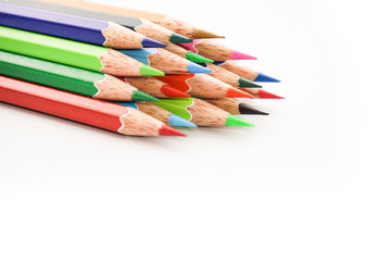 Color pencil on a white paper for background, frame