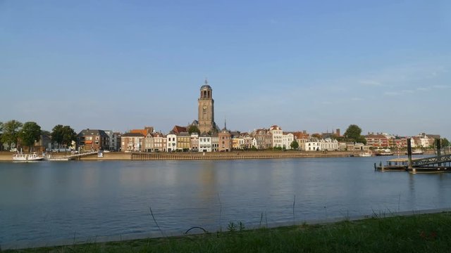 The IJssel river and the Saint Lebuinus Church in Deventer