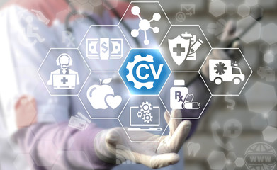 CV - Curriculum Vitae job hospital interview service medicine web computing online concept. Health...