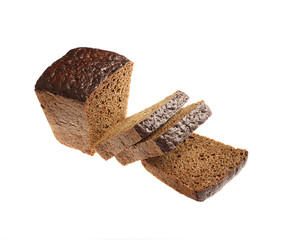 Rye bread on a white background.